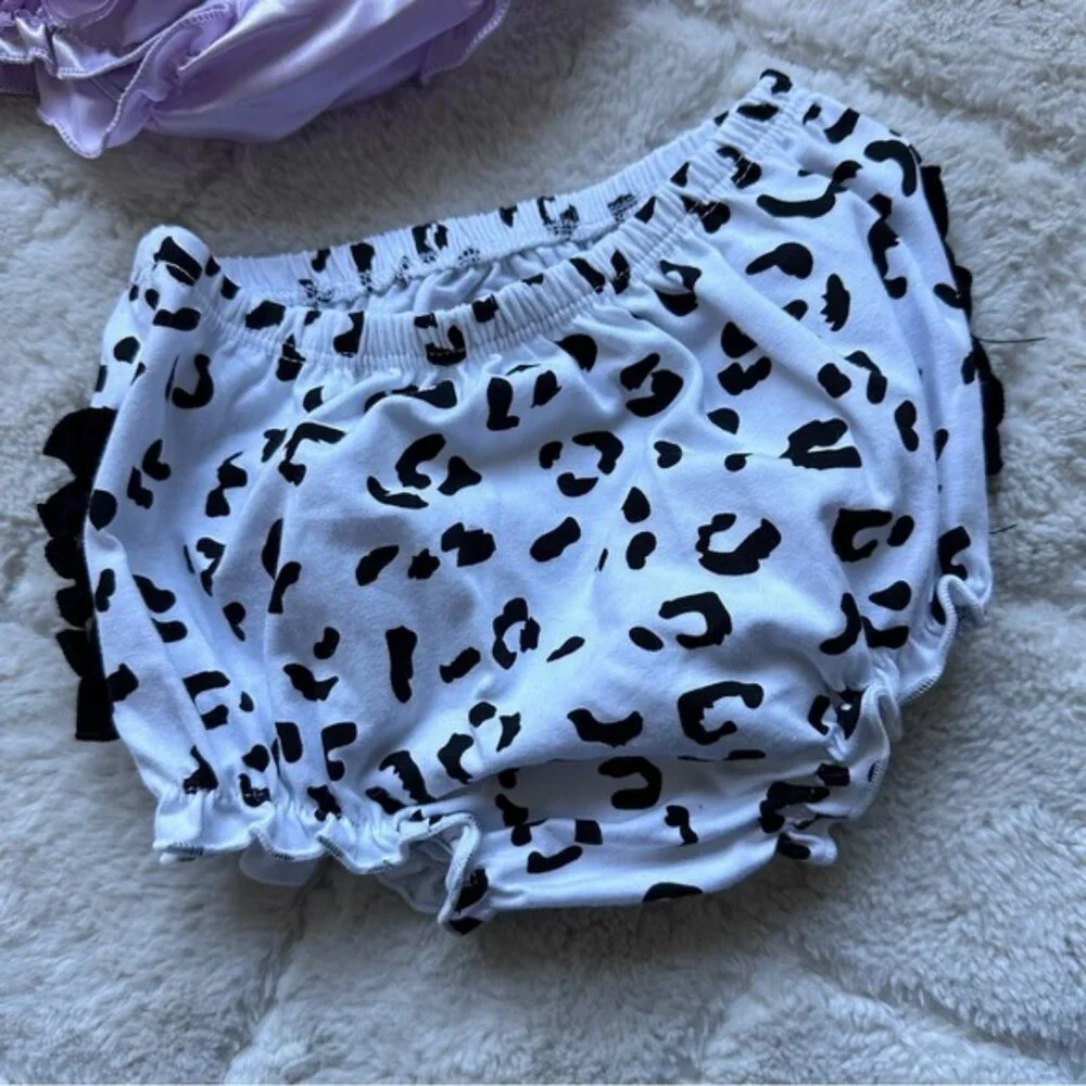 Ruffle Buns | Two pack Lilac Roses and Snow Leopard Diaper Covers | One Size